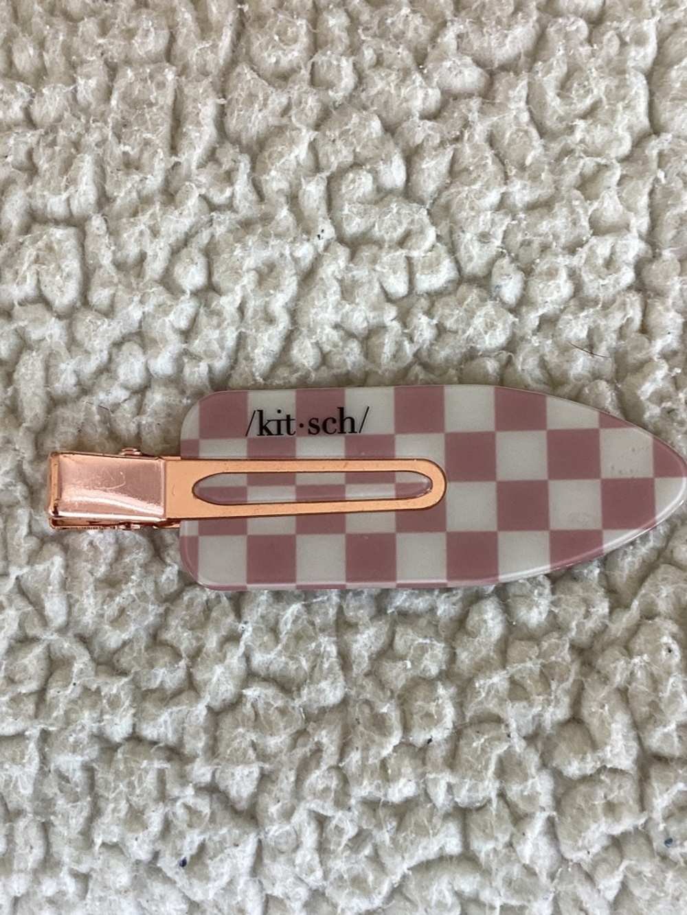 Kitsch Rose Gold & Pink Checker Clip